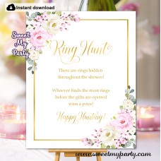 Cream pink roses Ring Hunt game,Bridal Shower Ring Hunt,(135) Cream pink roses Ring Hunt game,Bridal Shower Ring Hunt,(135)